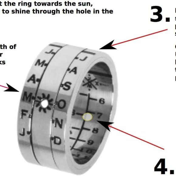 Carpe Diem Sundial Ring Silver Finish Size 12 - Aquitaine - Jewelry - Picture 3 of 8